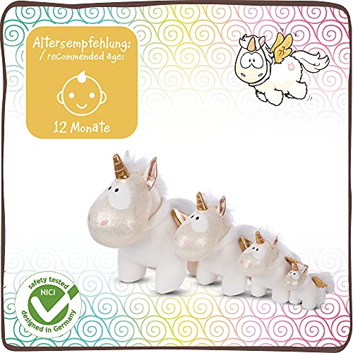 NICI 46372 Angelia el Suave 13 cm – Juguetes, niños y bebés – Peluches esponjosos para abrazar y Jugar – Unicornios tiernos – Theodor & Friends, Blanco/Oro, Color Dorado