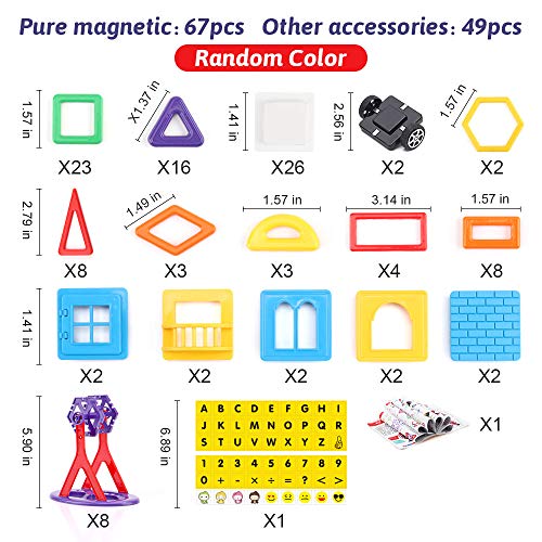 nicknack Mni Bloques magneticos magneticos, 116 Piezas Juguetes construcciones magneticas para Niños, Bloques Magnéticos 3D Juguetes Construcción para Niños Niñas