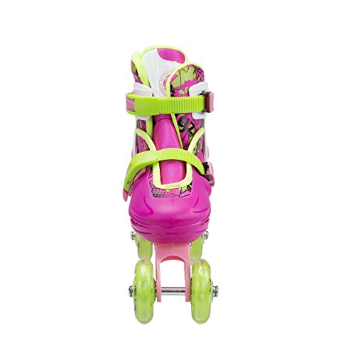 NILS Patines en línea Infantil Mujer Patines en línea 4 in1 | – Patines de Hockey Sobre Hielo | triskates tamaño Ajustable | Patines en Tallas 31 – 38 | Rosa Azul Naranja | nh18330, Rosa, Small