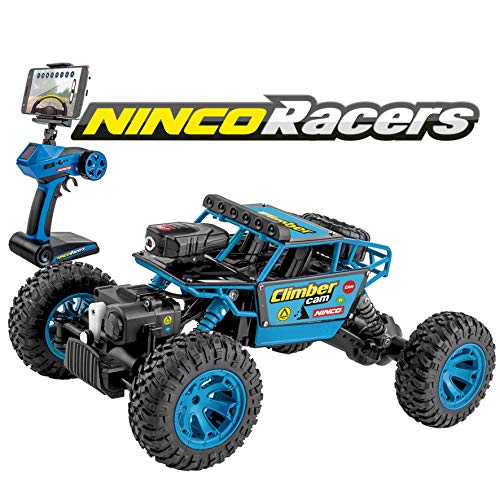 Ninco NH93110 Climber Cam. Coche teledirigido con cámara incorporada. Retransmite en directo, apto para Android y IOS. Tracción total. 2,4Ghz. Color Azul, 28 cm