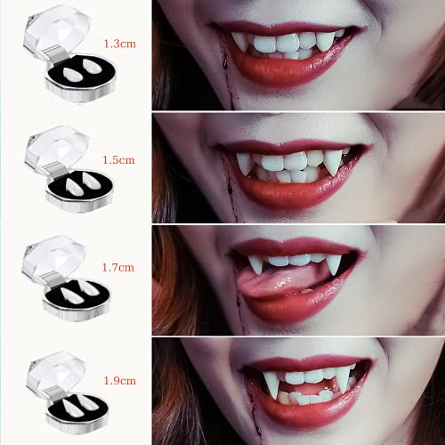 Ninevi 4 Tamaños Dientes de Vampiro，Dientes postizos ， para Accesorios de Fiesta de Disfraz Favores de Fiesta de Halloween，(13 mm, 15 mm, 17 mm,19 mm)