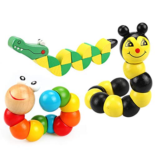 Niños Lindo Caterpillar Juguete Educativo Bebé Niños De Madera Flexible Giro Gusano