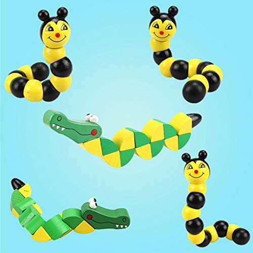 Niños Lindo Caterpillar Juguete Educativo Bebé Niños De Madera Flexible Giro Gusano