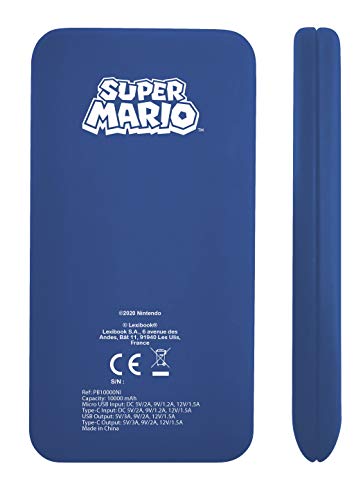 Nintendo Super Mario Luigi Power Bank de carga rápida Batería externa portátil 10000 mAh, Acumulador externo power delivery, compatibilidad universal, teléfonos inteligentes, tabletas, consolas, cabl