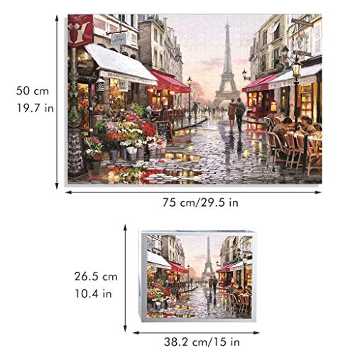 NOL Puzzle 3D 1000 Piece Wooden Jigsaw Puzzles Classic Rompecabezas de Juguete | Pintura al óleo de DIY Hecho a Mano(Paris Flower Street)