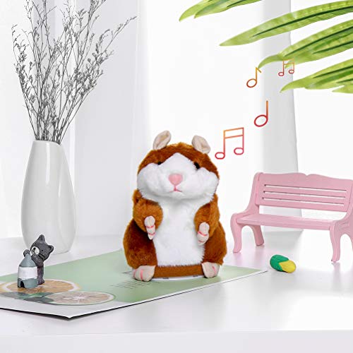 NUOBESTY Juguete de Hamster parlante electrónico 2 Piezas Repita lo Que Dice Juguete de Peluche Divertido para niños sin batería (Marrón Claro)