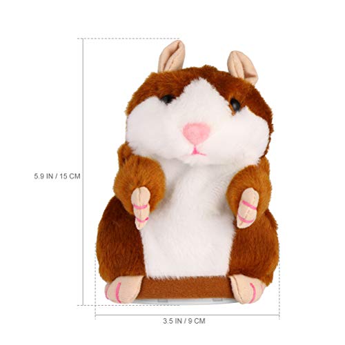 NUOBESTY Juguete de Hamster parlante electrónico 2 Piezas Repita lo Que Dice Juguete de Peluche Divertido para niños sin batería (Marrón Claro)