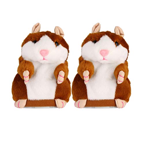 NUOBESTY Juguete de Hamster parlante electrónico 2 Piezas Repita lo Que Dice Juguete de Peluche Divertido para niños sin batería (Marrón Claro)