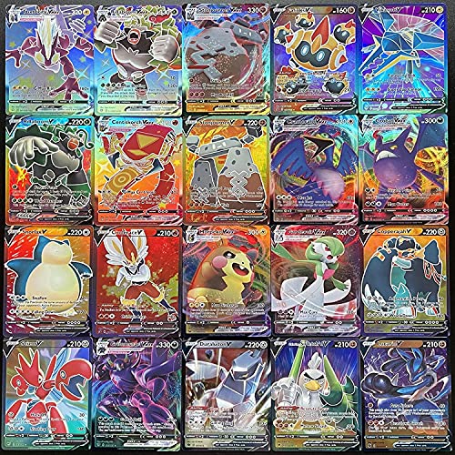 NVERLE Cartas de Pokemon Juego de Cartas de Batalla Interactivas100 Piezas Estilo de Cartas de Pokemon, 95GX + 5 Mega, Cartas de Juego de Cartas de Pokemon.