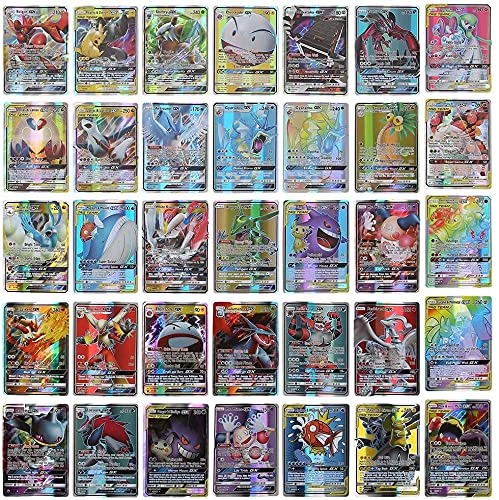 NVERLE Cartas de Pokemon Juego de Cartas de Batalla Interactivas100 Piezas Estilo de Cartas de Pokemon, 95GX + 5 Mega, Cartas de Juego de Cartas de Pokemon.