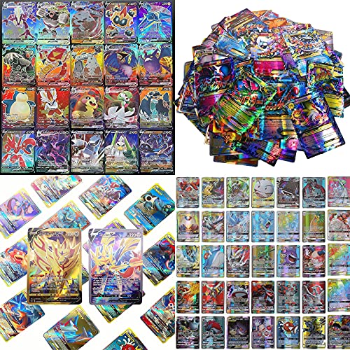 NVERLE Cartas de Pokemon Juego de Cartas de Batalla Interactivas100 Piezas Estilo de Cartas de Pokemon, 95GX + 5 Mega, Cartas de Juego de Cartas de Pokemon.