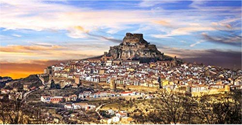 N/W Puzzle Jigsaw Rompecabezas para Adultos 1000 Piezas - Impresionante Vista del Pueblo Medieval Morella Castellon Provincia Valenciana De España - Puzzle Game Interesante Inteligente Educativo