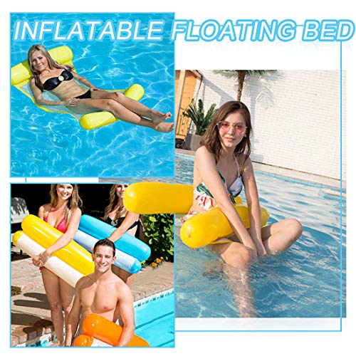 O-Kinee Hamaca de Agua Inflable Flotante Cama Agua Flotante de Agua Plegado Hamaca Hinchable Hamaca Lounge Silla Cómoda Piscina Playa Flotador para Adultos (Amarillo)