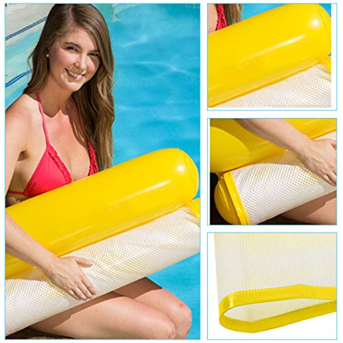 O-Kinee Hamaca de Agua Inflable Flotante Cama Agua Flotante de Agua Plegado Hamaca Hinchable Hamaca Lounge Silla Cómoda Piscina Playa Flotador para Adultos (Amarillo)