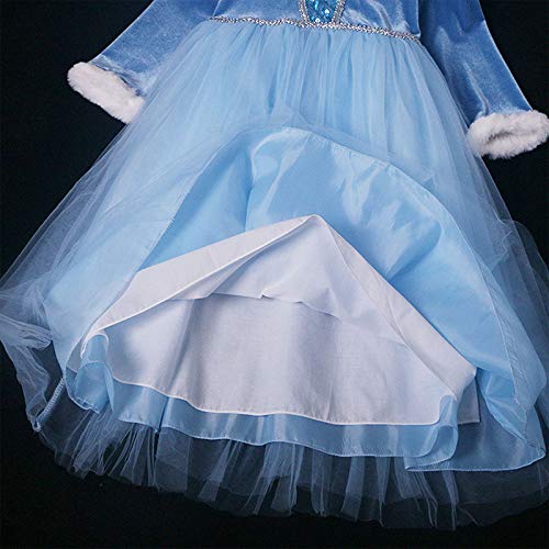 OBEEII Disfraz de Princesa Elsa Niñas Reino de Hielo Vestido de Carnaval Fiesta Halloween Cosplay Navidad Costume 4-5 Años