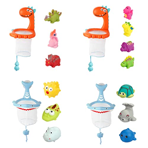 Obelunrp Juguetes de baño de bebé Conjunto de Chorro de Chorro de Juguete de Animales con Neta de Pesca Juguetes de bañera Flotante para niños STYLE4 Funciones de Juguete para niños