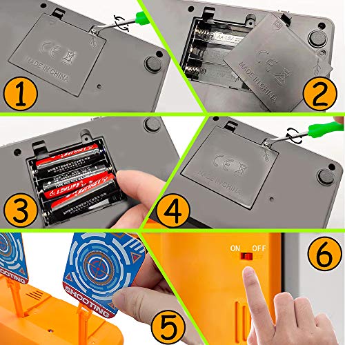 Objetivo de Tiro Electrónico para Nerf, Diana Digital con Pistola de Juguete de Dardos, 40 Flechas Espuma, Rebote Automático & Puntuación & Sonido, Juego de Disparos Chicos, Regalo Niños de 4-12 Años