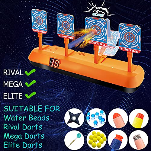 Objetivo de Tiro Electrónico para Nerf, Diana Digital con Pistola de Juguete de Dardos, 40 Flechas Espuma, Rebote Automático & Puntuación & Sonido, Juego de Disparos Chicos, Regalo Niños de 4-12 Años