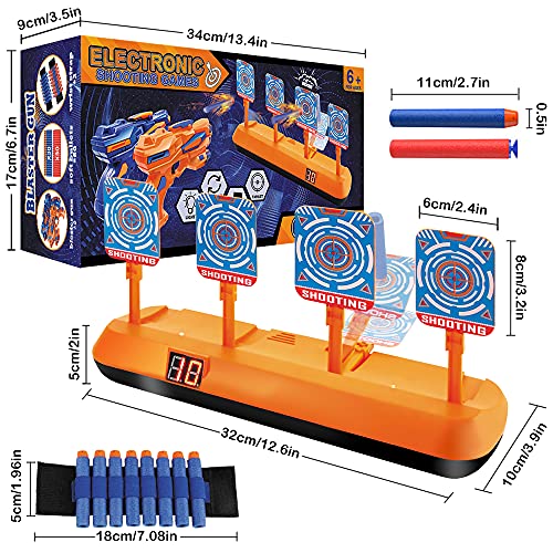 Objetivo de Tiro Electrónico para Nerf, Diana Digital con Pistola de Juguete de Dardos, 40 Flechas Espuma, Rebote Automático & Puntuación & Sonido, Juego de Disparos Chicos, Regalo Niños de 4-12 Años