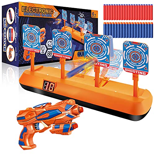 Objetivo de Tiro Electrónico para Nerf, Diana Digital con Pistola de Juguete de Dardos, 40 Flechas Espuma, Rebote Automático & Puntuación & Sonido, Juego de Disparos Chicos, Regalo Niños de 4-12 Años