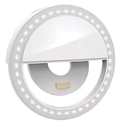 ODOUKEY-Luz de Relleno Selfie Anillo de luz Recargable Mini Clip de la lámpara Selfie Círculo con 36 para Móvil Blanca