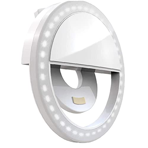 ODOUKEY-Luz de Relleno Selfie Anillo de luz Recargable Mini Clip de la lámpara Selfie Círculo con 36 para Móvil Blanca