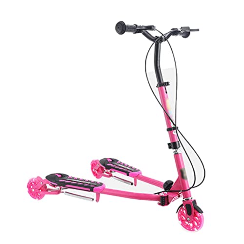 OFFA Patinete Scooter para Niños De 6 A 12 Años, Patinete Oscilante Plegable con Rueda Intermitente, Patinete De Deriva para Niños/Adolescentes, Patinete Ajustable De Tres Velocidades (Color : Pink)