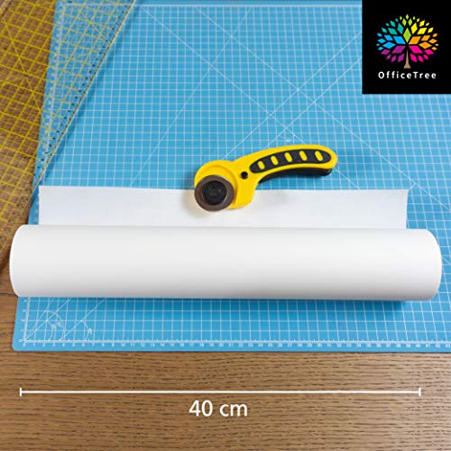 OfficeTree 50 m Rollo de Papel para dibujo 40 cm ancho - 50 g/qm Calidad premium - Blanco - Papel de dibujo para dibujo técnico