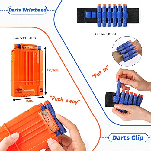 OFUN Táctico para Niños 56pcs, Chaleco Táctico para Pistolas Nerf N-Strike Elite + 50 Dardos + 1 Pañuelos Bandanas + 1 Protección Gafas + 1 Clips de liberación rápida + 1 Pulsera + 1 Bolsa de Dardos