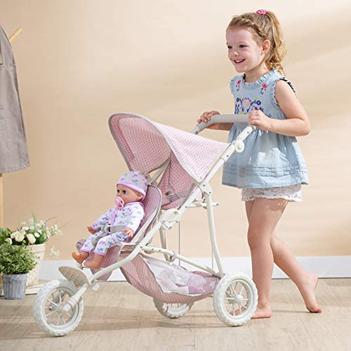 Olivia's Little World Doble Cochecito Silla De Paseo para Muñecas Rosa OL-00004