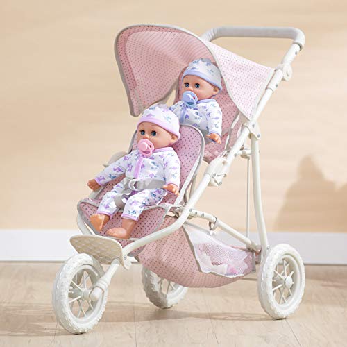 Olivia's Little World Doble Cochecito Silla De Paseo para Muñecas Rosa OL-00004