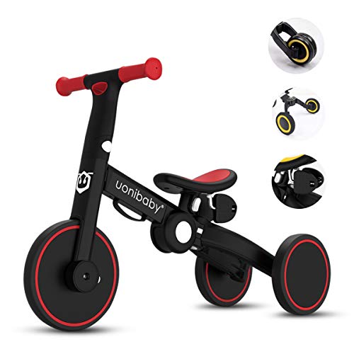 OLYSPM 4 en 1Bicicleta sin Pedales para Niños,Bicicleta para Niños Pequeños para Niños de 1.5 a 5 Años,sillín Ajustable,Lindo de Regalo Favorito del Niño(Rojo)