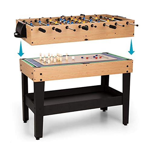 Oneconcept Game-Star - Mesa multijuegos, Mesa multijuegos Adultos con Altura Regulable, Mesa futbolín multijuegos con Reglas de Juego detalladas, 105 x 71 x 58 cm, Incluye 15 Juegos, Antracita