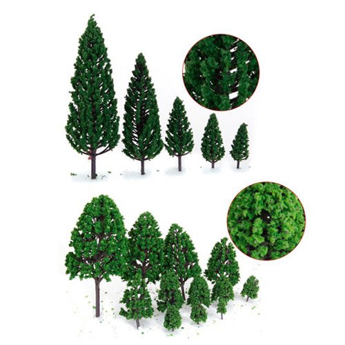 OrgMemory 29pcs Mixed Model Trees 1.5-6 Inch(4 -16 cm), Ho Scale Trees, Diorama Models, Model Train Scenery, Architecture Trees, Model Railroad Scenery by