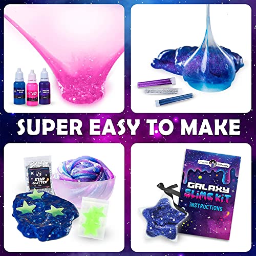 Original Stationery Mini Galaxy Slime Kit con Polvo Glow in The Dark para Slime Fabrica Slime Fosforescente & Galáctico Slime Kit para Niñas de 10-12 Regalo de Cumpleaños Ideal