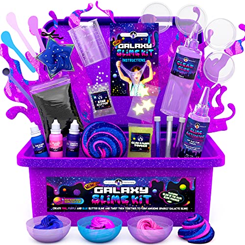 Original Stationery Mini Galaxy Slime Kit con Polvo Glow in The Dark para Slime Fabrica Slime Fosforescente & Galáctico Slime Kit para Niñas de 10-12 Regalo de Cumpleaños Ideal