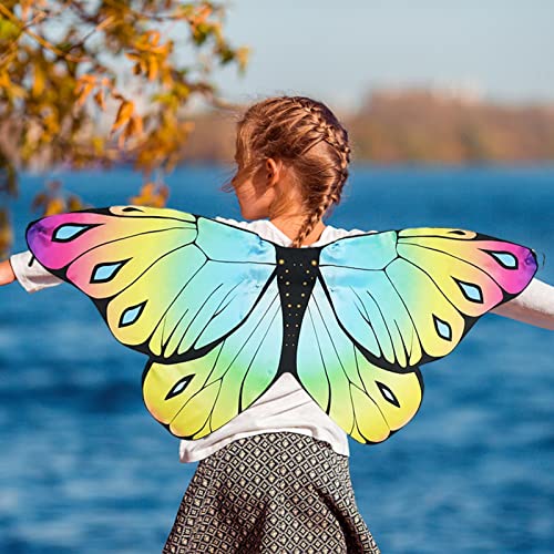 ORTUH Kids Butterfly Wings, Halloween Fairy Butterfly Cape Wings Disfraz Mariposa Mantón Poncho Disfraz para niños Niñas Disfraz de Princesa Pretend Play Favores de Fiesta