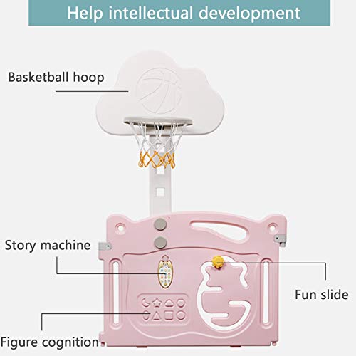 OSHA HJWMM Parque Infantil, Valla de Juegos for Niños Centro de Actividades for Chico Infantil con Columpio Diapositiva Caballo Mecedora Panel de Actividad, Regalo de Cumpleaños