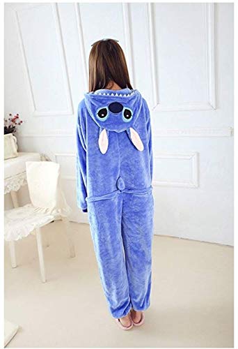 Ovender Pijamas Disfraces Onesie Animal Adultos Kigurumi Carnaval Halloween o Fiesta Espectáculo Navideño Mono Cosplay Ropa Interior de Zoológico Invierno Unisex Mujeres y Hombres (Stitch Azul, S)