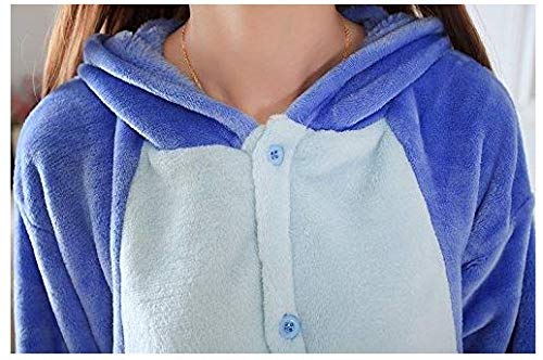 Ovender Pijamas Disfraces Onesie Animal Adultos Kigurumi Carnaval Halloween o Fiesta Espectáculo Navideño Mono Cosplay Ropa Interior de Zoológico Invierno Unisex Mujeres y Hombres (Stitch Azul, S)