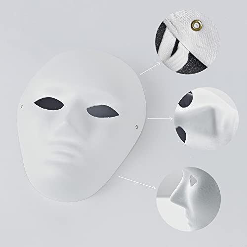 OVISEEN 10 Piezas Máscaras de Papel Blanco para Pintar Carnaval, áscara de Pulpa en Blanco para Cosplay, Fiesta de Halloween (9,45 x 7,28 pulgadas)