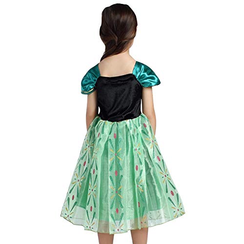 OwlFay Disfraz Anna Princesa Vestido para Niñas Reino del Hielo Traje de Carnaval Fiesta Cosplay Halloween Fancy Dress Up Costume 4-5 Años