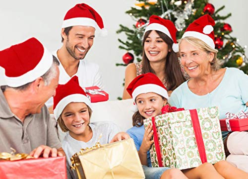 Pack 6 Gorro Papá Noel de Navidad de Santa Claus de Terciopelo de Felpe Suave Sombreros Navideño de Invierno para Fiesta Festiva de Año Nuevo para Adultos Unisex (FYQ-317 ROJO)