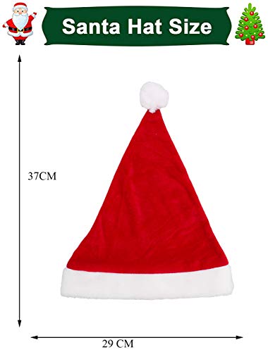 Pack 6 Gorro Papá Noel de Navidad de Santa Claus de Terciopelo de Felpe Suave Sombreros Navideño de Invierno para Fiesta Festiva de Año Nuevo para Adultos Unisex (FYQ-317 ROJO)