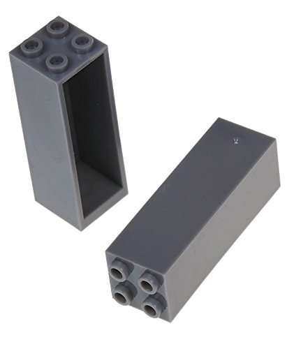 Pack de 4 Bases con Ladrillos separadores 2 x 2 - Construcción en Forma de Torre - Compatible con Todas Las Marcas - 15,24 x 15,24 cm - Gris Oscuro