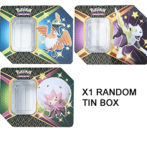 Pack Pokemon Caja de Metal Aleatoria + 3 Reverse Holo Aleatorios + 1 Carta V Aleatoria + 100 Cartas Inglesas