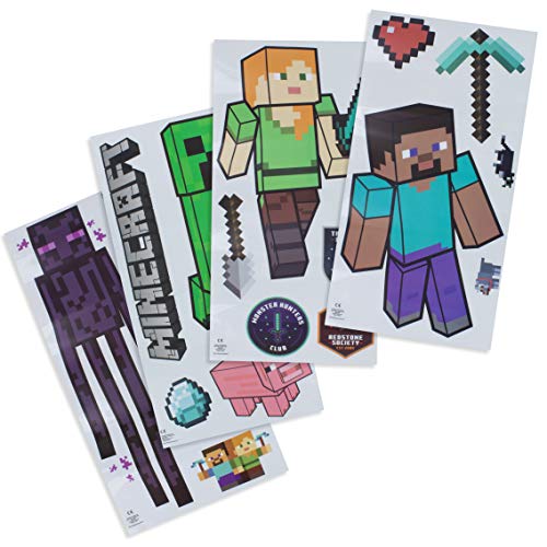 Paladone Minecraft - Pegatinas para pared de vinilo extraíbles, 4 hojas