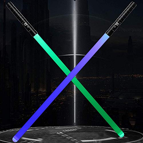 Paquete de 2 sables de luz de Star Wars, el más nuevo LED, 8 colores, doble sable, mango de metal, carga USB, para con efectos de sonido de batalla de alta simulación