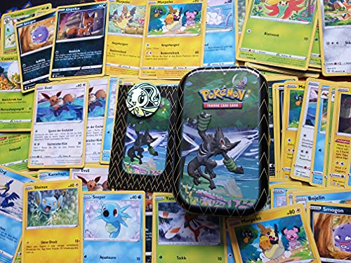 Paquete de iniciación de Pokemon con 30 cartas Pokémon + 1 mini lata vacía al azar + 1 moneda Pokémon aleatoria