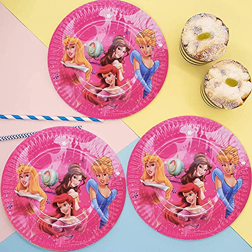 Party Vajilla,CYSJ 72 PCS Princesse Vajilla de Cumpleaños Desechable, Vajilla de Fiesta TemÁTica de Disney Plato Taza Servilleta Tenedor Cuchillo Mantel Banderín